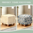 thumbnail image 6 of SCRAWLGOD Floral Leaf Print Blue Beige Square Ottoman Cover Stretch Folding Storage Bench Ottoman Cover Footrest Stool Slipcover Footstool Protector Cover with Elastic Bottom, 6 of 7
