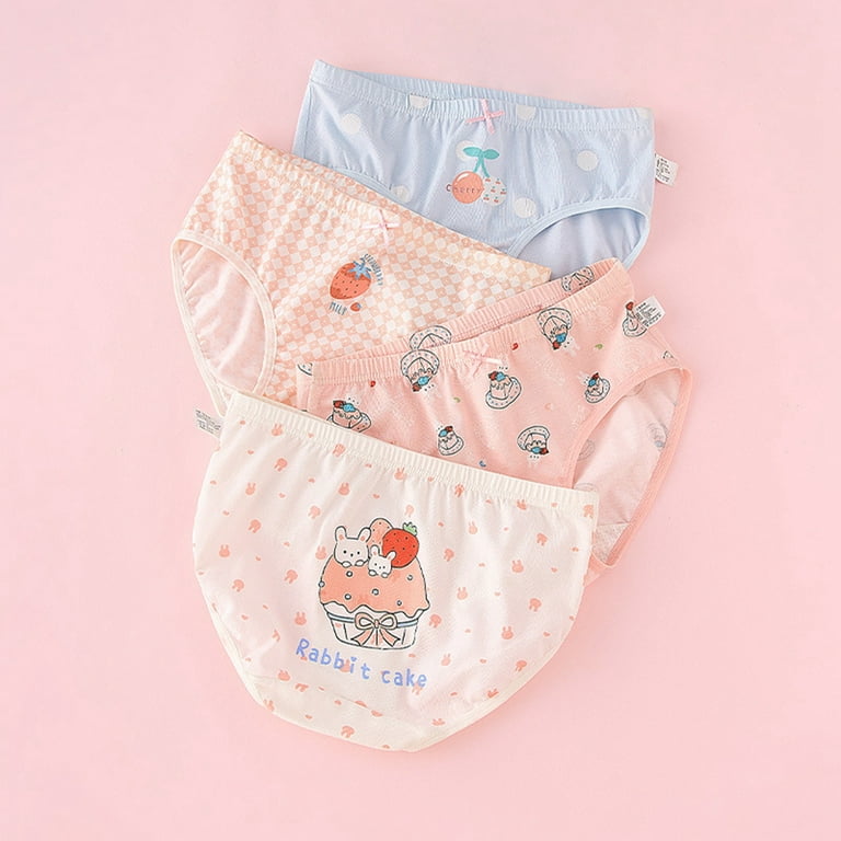 4Pcs Little Girls Soft Cotton Underwear Breathable Comfort Briefs Toddler  Panties 3-4Y 