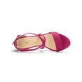 thumbnail image 4 of BLISSFUL STEP Women's Open Toe Cross Strap Mid Block Heel Sandals Hot Pink 10, 4 of 8