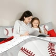 thumbnail image 4 of Feelyou Cartoon Baseball Sports Twin Bedding Sets 7-Piece, Est Softball Sleep Repeat Bedding Comforter Set, Teens Kids Girls Teens Reversible Sheet Sets, Ultra Soft Bedroom Decor, 4 of 7