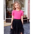thumbnail image 5 of Arshiner Girls Puff Short Sleeve Shirts Summer Ribbed Knit Crewneck T Shirt Tops Tee Blouse, 5 of 6