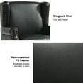 thumbnail image 5 of DREAMSIDEA Faux Leather Wingback Accent Chairs Set of 2 with Nailhead Trim & Retro Wood Legs,High Back Wing Chair for Living Room-Black, 5 of 5