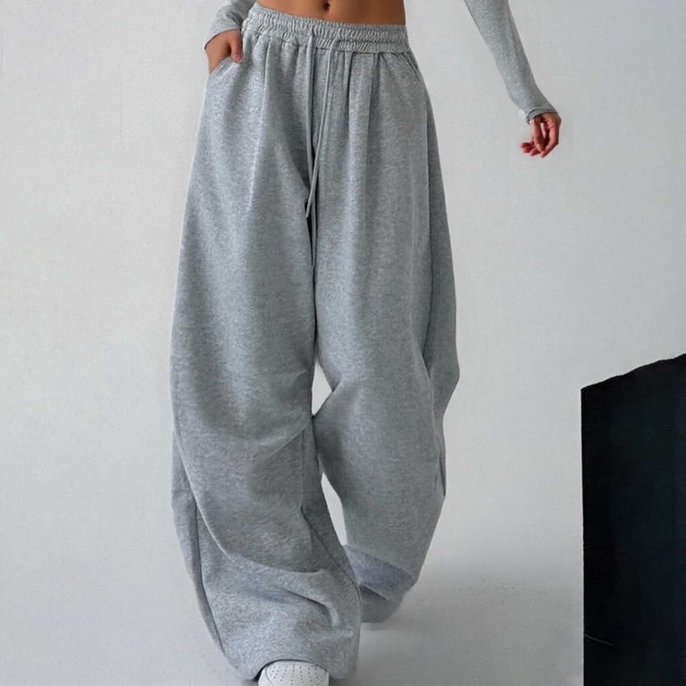 Bibifish Womens Wide Leg Pants Elastic Waist Full Length Loose