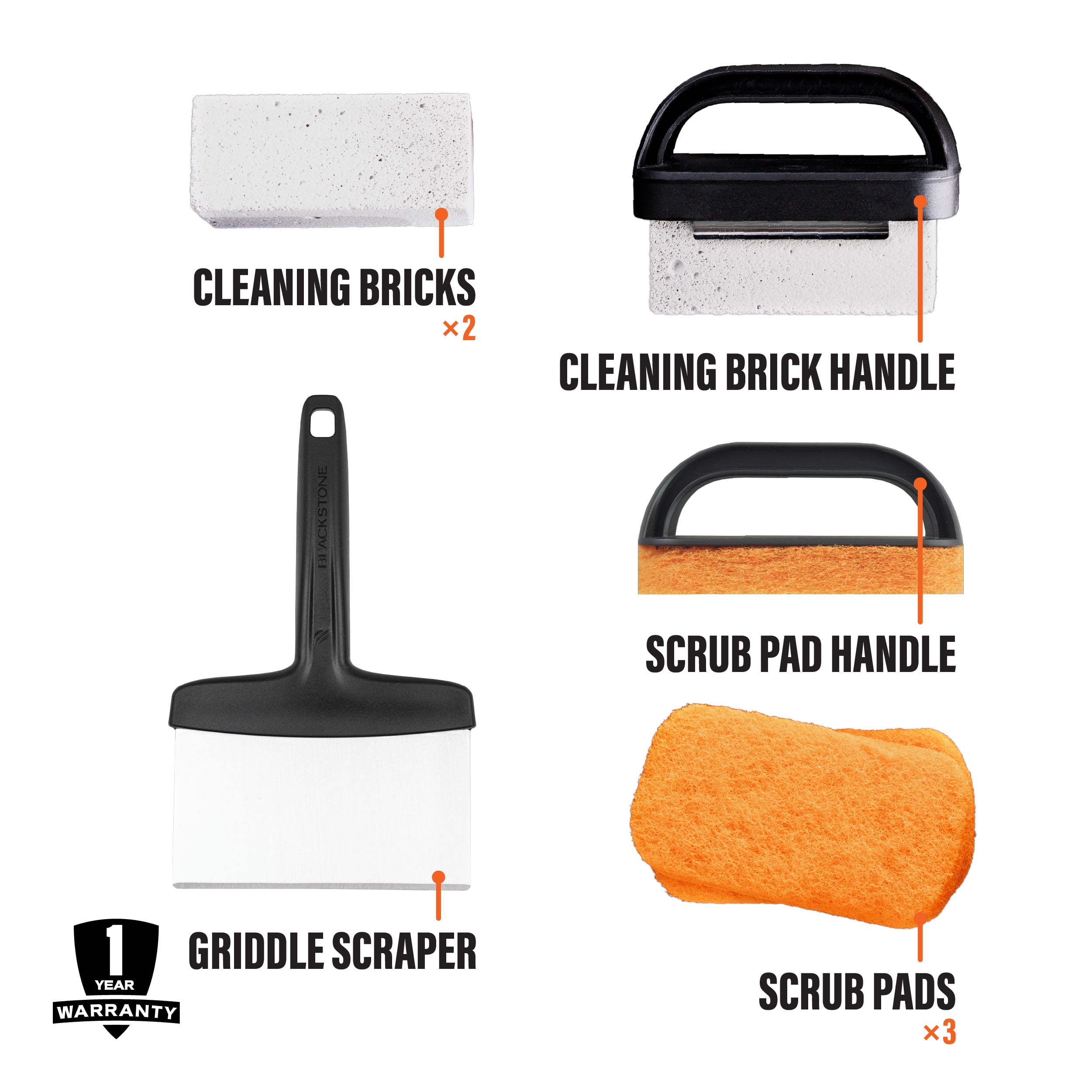 Blackstone 8 Piece Griddle Cleaning Kit Works on Hot or Cold Surfaces