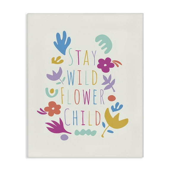 Stupell Industries Stay Wild Flower Child Plants & Flowers Painting Wrapped Canvas Art Print Wall Art, 16 x 20