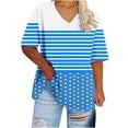 thumbnail image 2 of Fiudx Ofertas Del Día Camiseta Deportiva de Verano Estampada de Manga Corta con Cuello En V de Gran Tamaño para Mujer, 2 of 4