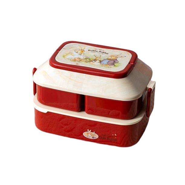 Monstrate Fiambrera para acampar, soporte para comida, encantador hogar, oficina, escuela, compartimentos de doble capa, cajas de almacenamiento Bento, Cocina y Comedor Rojo L Monstrate HA069716-07