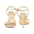 thumbnail image 2 of BLISSFUL STEP Women's Square Toe Buckle Ankle Strap High Stiletto Heel Sandals Champagne 9, 2 of 7