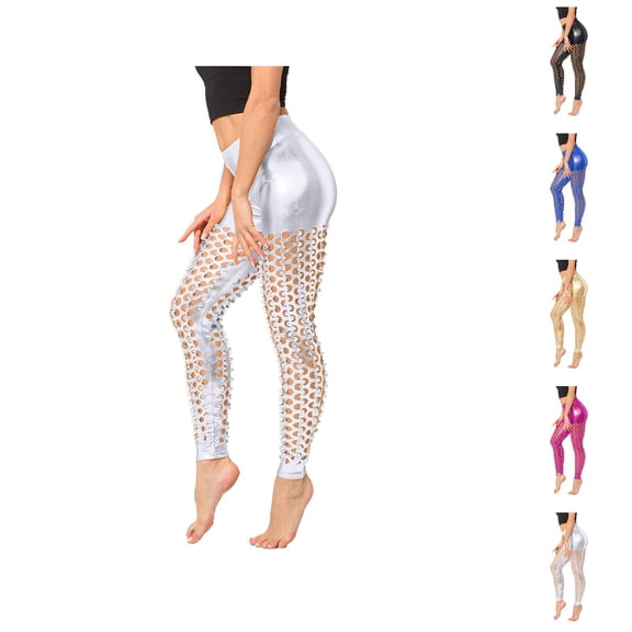 Women's Clothing Women's Leggings Slim Fit Sequin Glitter Yoga Pants Holiday Outfits Shiny Bling Casual Wear