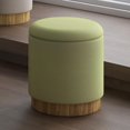 thumbnail image 4 of Modern  Fabric Round Storage Ottoman - Sage & Natural, 4 of 7