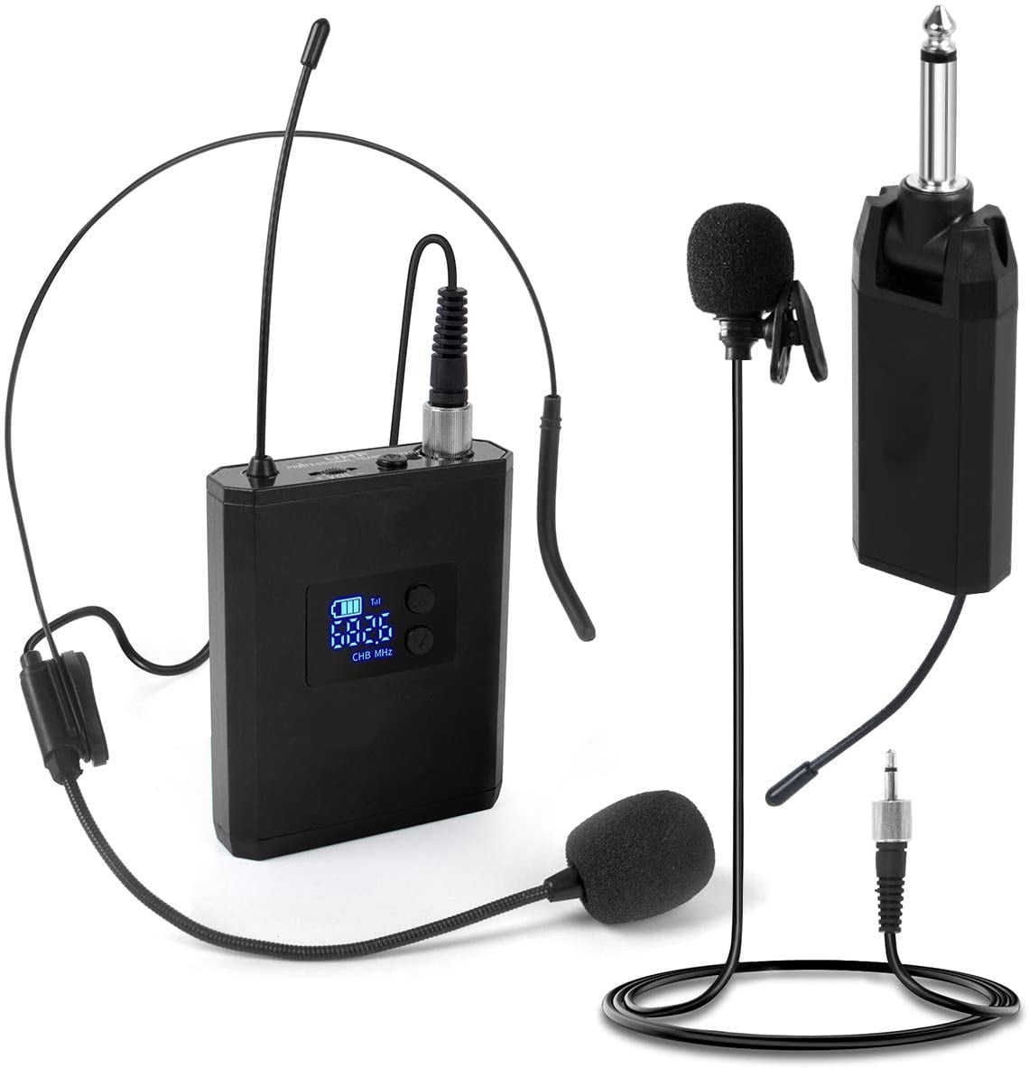 UHF Wireless Microphone System Headset Microphone Lavalier Lapel Mic 
