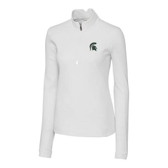 Women's Cutter & Buck White Michigan State Spartans Traverse Half-Zip Pullover Jacket