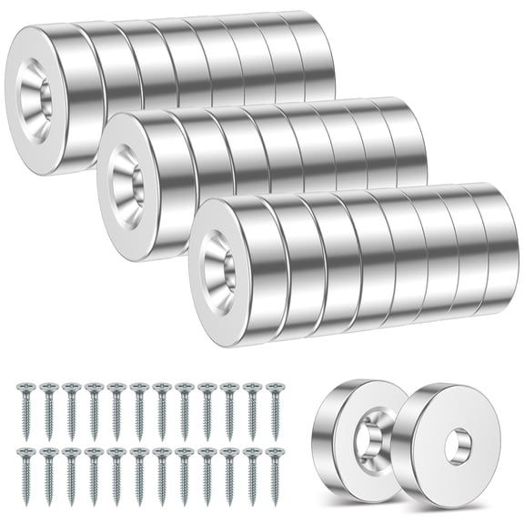 24Pcs Strong Magnets Strong Neodymium Cup Magnets with Countersunk Hole Portable Neodymium Rare Earth Magnets Round Strong Magnets with Screws for Holding Tools Wall Mounting