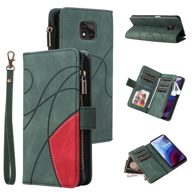 Compatible with Motorola Moto G Power 2021 Wallet Case with Card Slots PU Leather Zipper Flip Folio Cover