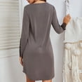 thumbnail image 6 of gakvbuo Fall Dresses For Women 2023 Plus Size Mini Dress Long Sleeve Women's Solid Color V-neck Comfortable Loose Camisole Lace Long Sleeves Blouse Casual Tops Dress, 6 of 6
