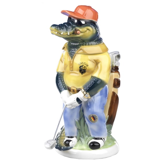 German Beer Stein 3-D character stein Gator Golfer 1 liter tankard, beer mug
