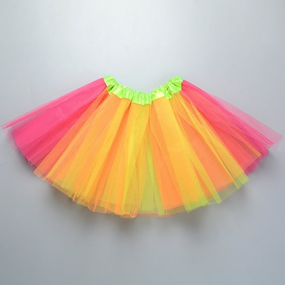 Fainosmny Gauze Tutu Tulle Skirt For Toddler Girls Rainbow Birthday Party Tutu Skirt Performance Skirt Cute Fashion Printing Skirt Hot Pink One Size
