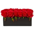 thumbnail image 4 of Nearly Natural 1 Douzaine de Roses en Soie dans un Pot Rectangulaire, Rouge, 4 of 4