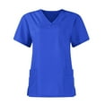 thumbnail image 3 of TQWQT Womens Scrubs Plus Size Scrubs Sets Stretchy V Neck Scrub Tops and Cargo Pants Medical Scrub Sets Nursing Scrubs with Pockets Royal Blue L, 3 of 6
