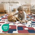 thumbnail image 4 of ODIKA 4'x6' Burgundy Geometric Rainbow Abstract Washable Area Rug Contemporary Scandinavian Style Interlocking Shapes Arches Dots Minimalist for Bedroom, Reading Nook, Pet Friendly & Non-Shedding, 4 of 7