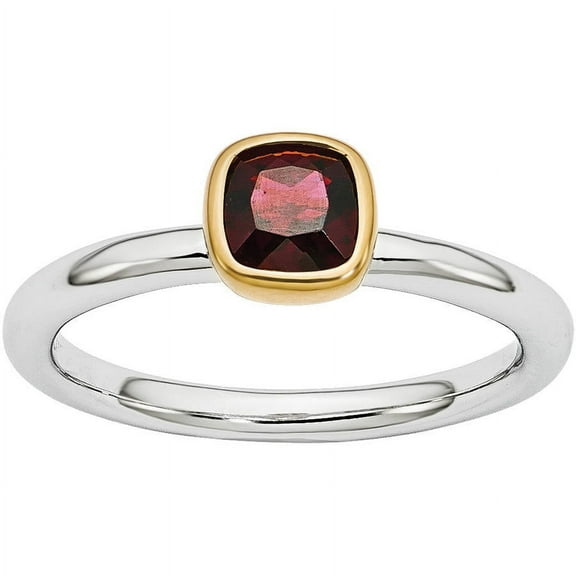 Garnet Sterling Silver with Gold-Plate Ring