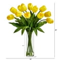 thumbnail image 2 of Nearly Natural 23in. Artificial Tulip Arrangement with Cylinder Glass Vase, Yellow, 2 of 4
