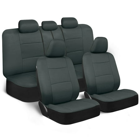 BDK PolyPro Car Seat Covers Full Set in Solid Charcoal – Front and Rear Split Bench Seat Covers for Cars, Easy to Install, Accessories for Auto Trucks Van SUV