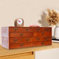 thumbnail image 4 of Wooden Desktop Organizer, 4 Packs 3-Drawer Storage Box for Home, Office, Brown, 4 of 12