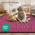 thumbnail image 4 of ODIKA Pink Leopard Print Cheetah Abstract Inspired Border Flannel Spotted Pet Friendly & Kids Safe Play for Playroom, Bedroom, Reading Nook, 4 of 7
