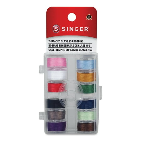 UPC: 0075691021481 | SINGER Transparent Plastic Class 15J Bobbins – Threaded-Assorted Colors 12/Pkg