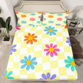thumbnail image 2 of Homewish Vibrant Groovy Floral Full Size Sheets for Teens, Dreamy Yellow Cartoon Bed Sheets, Spiral Plaid Buffalo Sheet Sets, Super Cozy Room Decor, 4pcs, 2 of 7