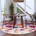 thumbnail image 3 of Round Rugs 5Ft, Spring Flowers Round Area Rug Washable Indoor Throw Carpet, Modern Watercolor Paining Leaf Floral Soft Non Slip Circle Rug for Cabinet Bathroom Home Decor Aesthetic, 3 of 8