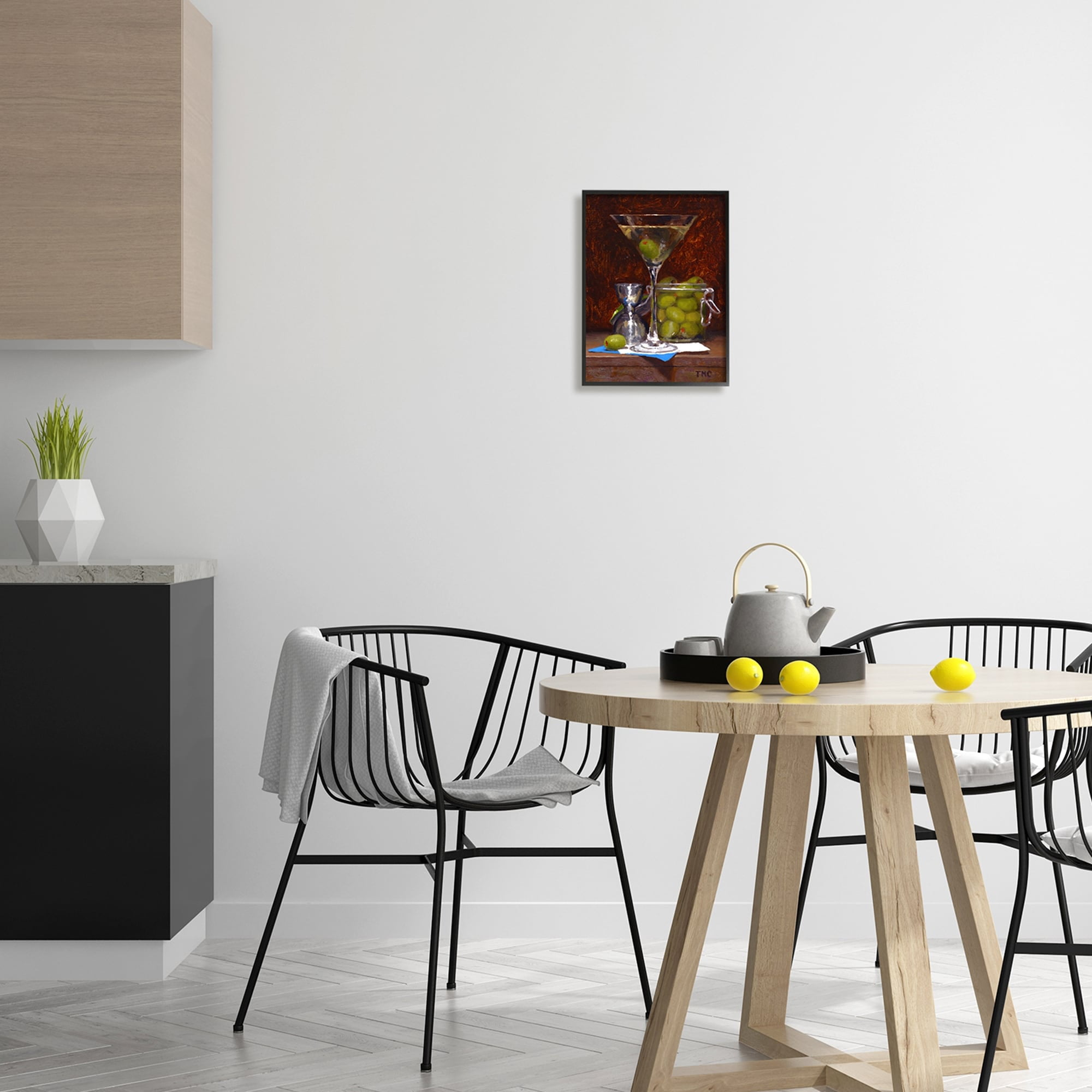 Stupell Industries Olive Martini Cocktail Bar Dark Still Life Paintings Black Framed Art Print Wall Art, 11x14, by Todd M. Casey