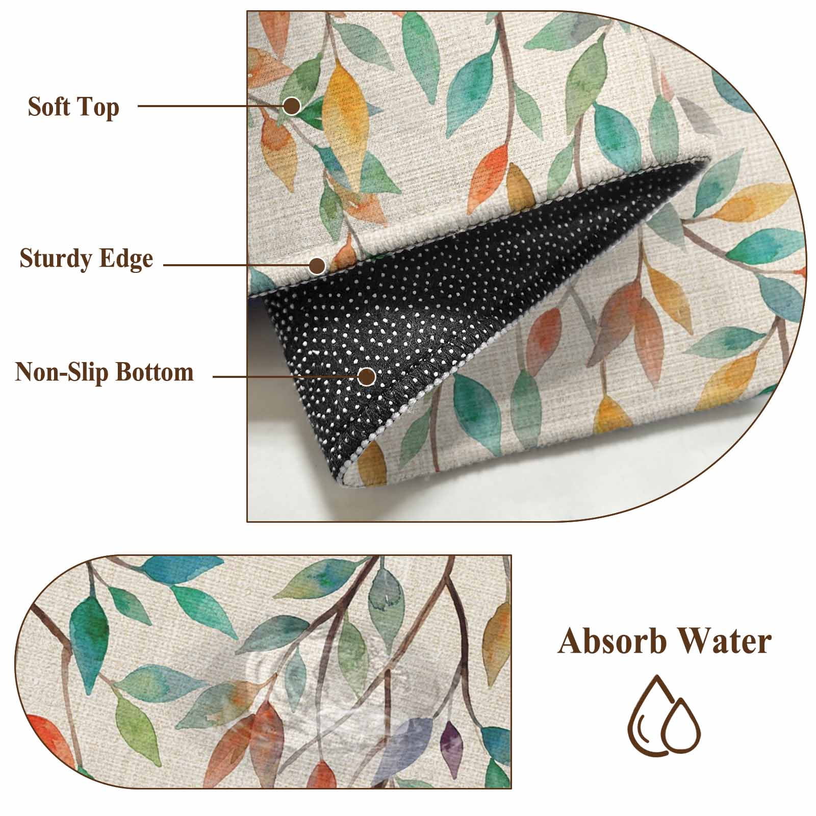 Large Area Rugs for Living Room Bedroom, Teal Orange Eucalyptus 5'x8' Rug Washable Carpet Runner Indoor Outdoor, Spring Botanical Leaves Non Slip Floor Mats Rug for Kitchen, Bathroom