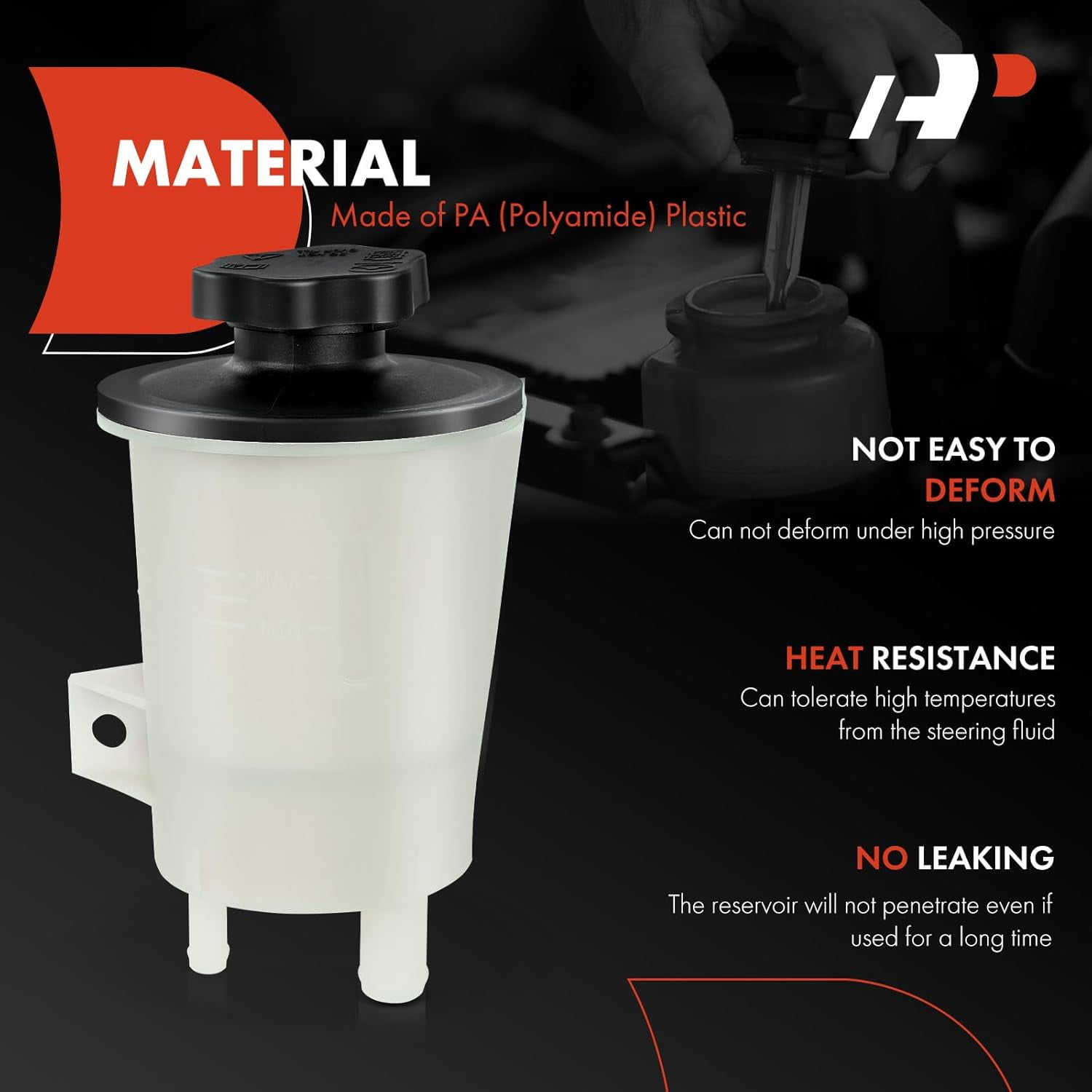 A-Premium Power Steering Reservoir/Tank with Cap Compatible with Ford Mustang 1996-2004, Ranger 2003-2011, 2.3L 4.6L