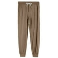thumbnail image 6 of WTOBBY Men's Casual Drawstring Cuffed Pants with Pockets, Soft Home Sleepwear Lounge Pajama Bottoms for Relaxation, Comfortable Fit,Light Brown M, 6 of 8