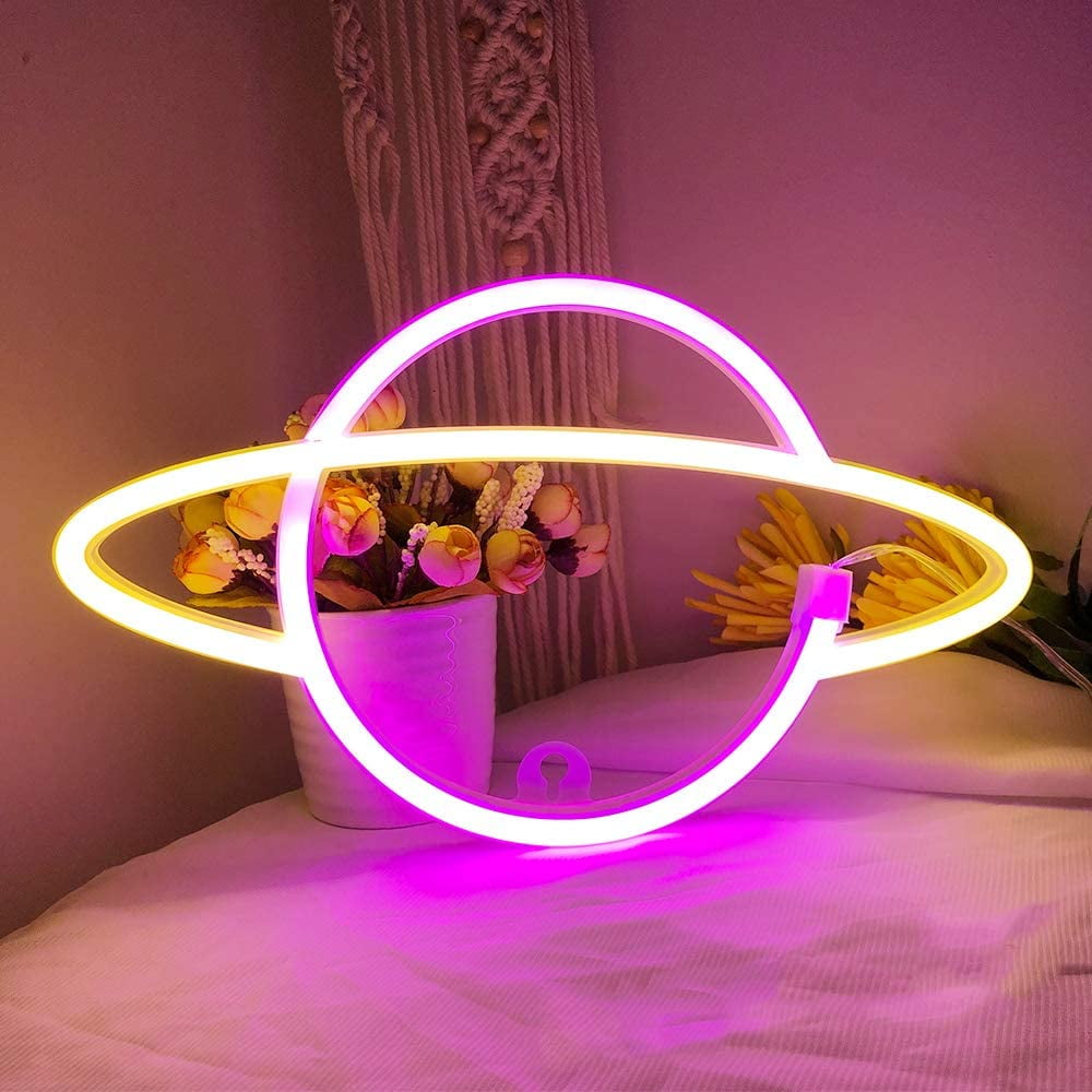 LED Light Neon Signs for Birthday Wedding Party Christmas New Year Room Decorations Blue Moon Neon Sign Night Lights Protecu USB/Battery Charging Neon Light Signs for Wall Decor 