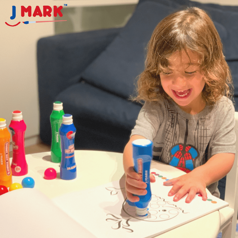 J Mark Jumbo Washable Dot Markers for Toddlers –Dabbers (3 oz Each) with Educational Activity Book – Dot Markers Washable -Easy Grip Bingo Daubers