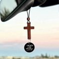 thumbnail image 3 of Car Rearview Cross Hanging Ornament, Christian Christian Gift Cross Charm Rear View Mirror Hanging Pendant Bible Verse I Am With You Always For Car In, 3 of 5