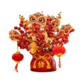 thumbnail image 3 of Artificial Potted Flower Holly Decorative Lion Lantern Ornaments Floral Arrangements Metal Eucalyptus Vase for Hotel Holiday Office Wedding, 3 of 8