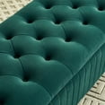 thumbnail image 5 of Modern Button Tufted Velvet Storage Ottoman, Upholstered Bench Footstool with Safety Hinge and Gold Metal Legs for Living Room Bedroom, 5 of 9