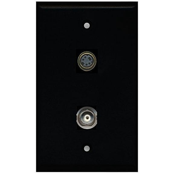 RiteAV - Black 1 Port S-Video 1 Port BNC Wall Plate