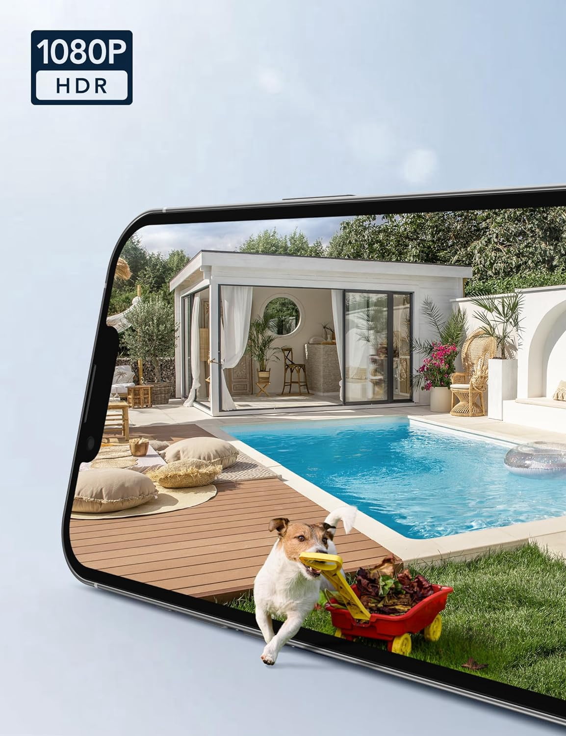 Outdoor Security Camera 1080P , Wired WiFi, 360° View PTZ, Color Night Vision, Smart Motion Sensor, 2 Way Audio, IP66 Waterproof