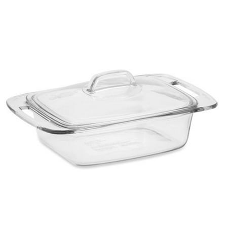 Vintage Pyrex Glassware (, Easy Grab Covered Glass Casserole Dish, 2 qt - 1 ea, Non-porous glass won't absorb stains or odors Measures 12.5