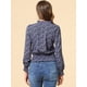 thumbnail image 5 of Blusa De Mujer Con Volantes Y Peplum Con Cuello Alto Y Manga Abullonada Púrpura S, 5 of 6