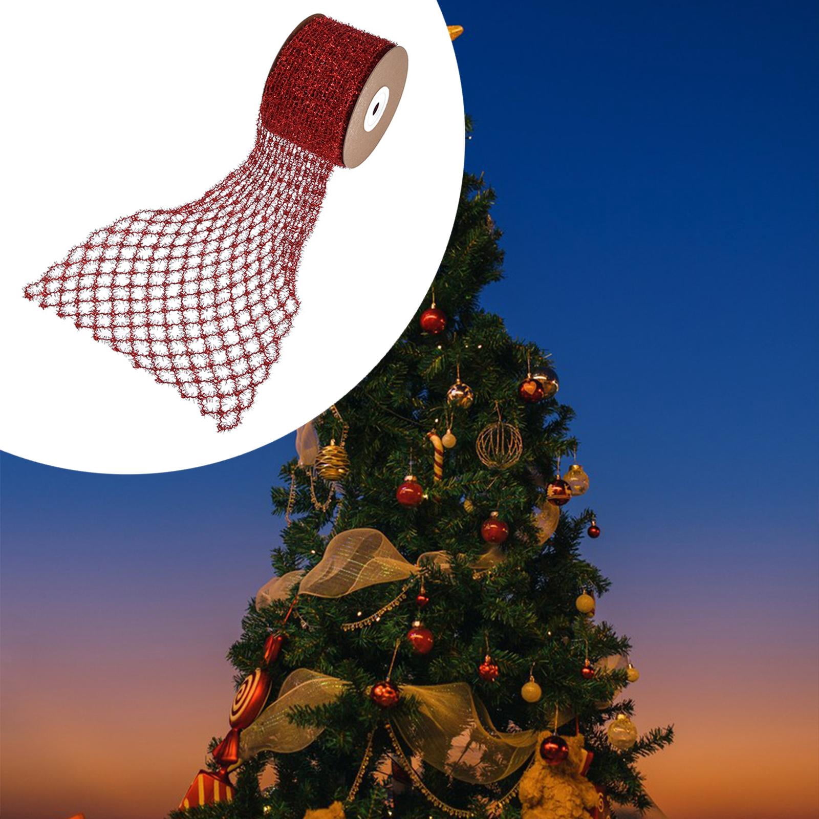 Yunhgft 1 Roll Glitter Wired Ribbon Home Decoration Stretchable Sparkling Trim Christmas