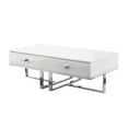 thumbnail image 3 of Hilo White Chrome Coffee Table - 2 Drawers, Hight Gloss Lacquer Finish, Polished Stainless Steel Base, 3 of 10