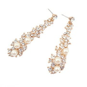 sailomarn Long Earring Crystal Rhinestone Pearl Dangle Earrings Jewel For Women