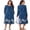 Dark Blue Print, variant on Open Back Nightgowns for Bedridden Women Post Surgery Pajamas Tear Away Long Sleeve Dress Adaptive Clothing with Pockets