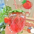 thumbnail image 4 of 17 Oz Strawberry Shaped Kawaii Cup with Straw for Boba Tea, PP Cute Cups with Lid and Straw, Kawaii Tea Cup Bottle, Cute Drinking Cups Bottle, 4 of 4
